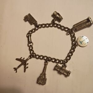 Silver Charm Bracelet with Travel Charms